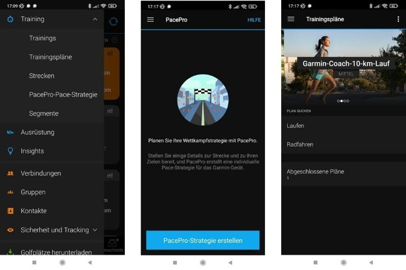 Man sieht den geöffneten Reiter “Training” in der Connect App.